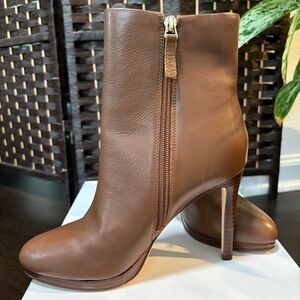 New Brown Platform Leather Booties